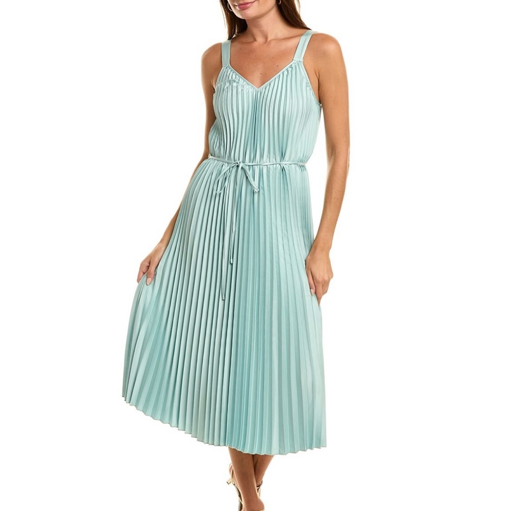 Sam Edelman Plissé Tie Waist Satin Dress
Removable waist tie
